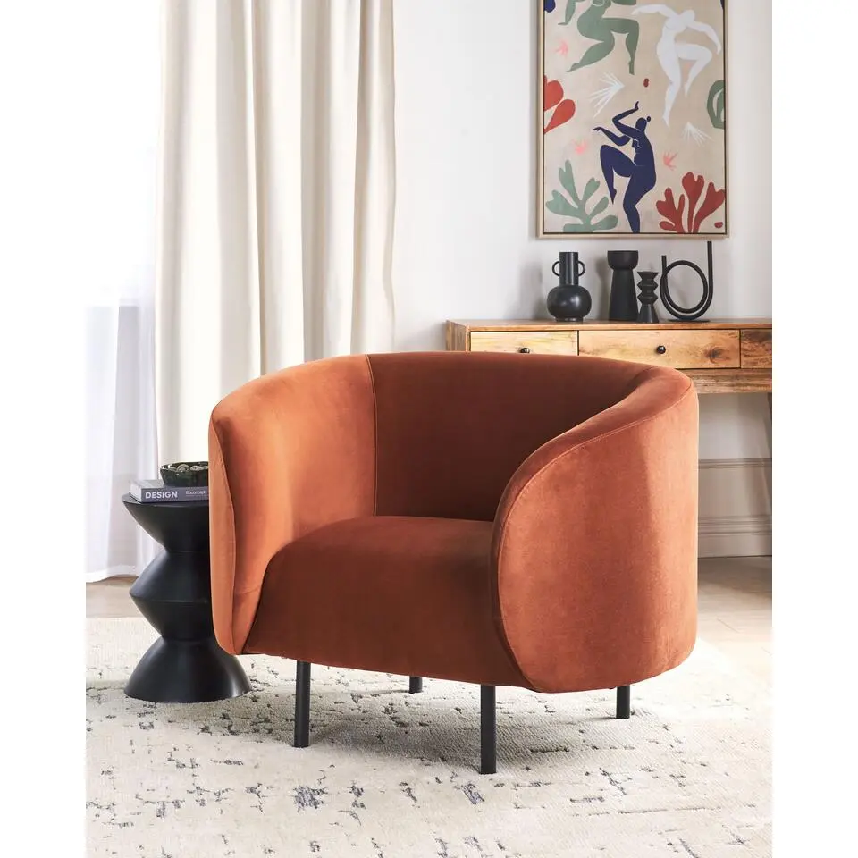LOEN - Fauteuil - Oranje - Fluweel