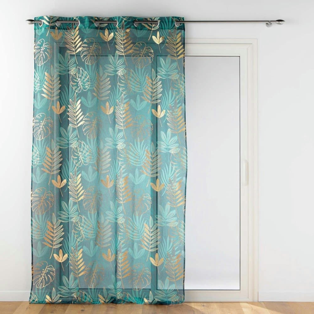 ORNELLA - Voilage sable métallisé émeraude 140x240cm