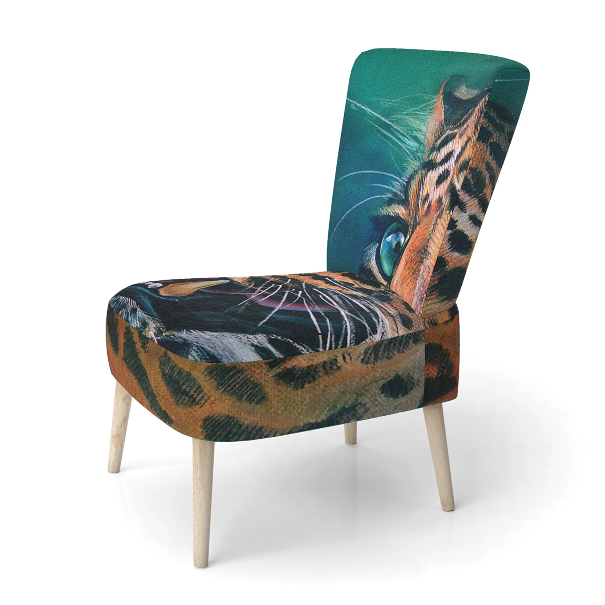 Designart Artistic Colorful Painting Of Leopard Upholstered Traditional Accent Chair and Arm Chair