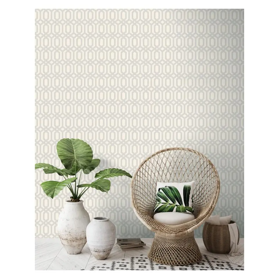 Dutch Wallcoverings - Myriad Kerala Trellis wit/zilver - 0,53x10,05m
