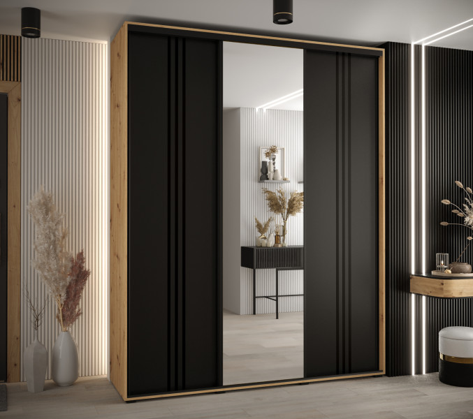 Szafa przesuwna 45 wysoka Davos 7 200 artisan czarny czarny
