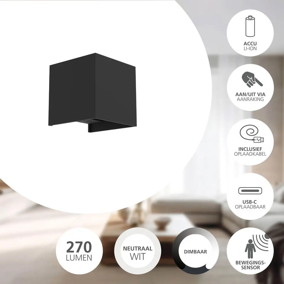 EGLO Rincine Wandlamp buiten - LED - Zwart