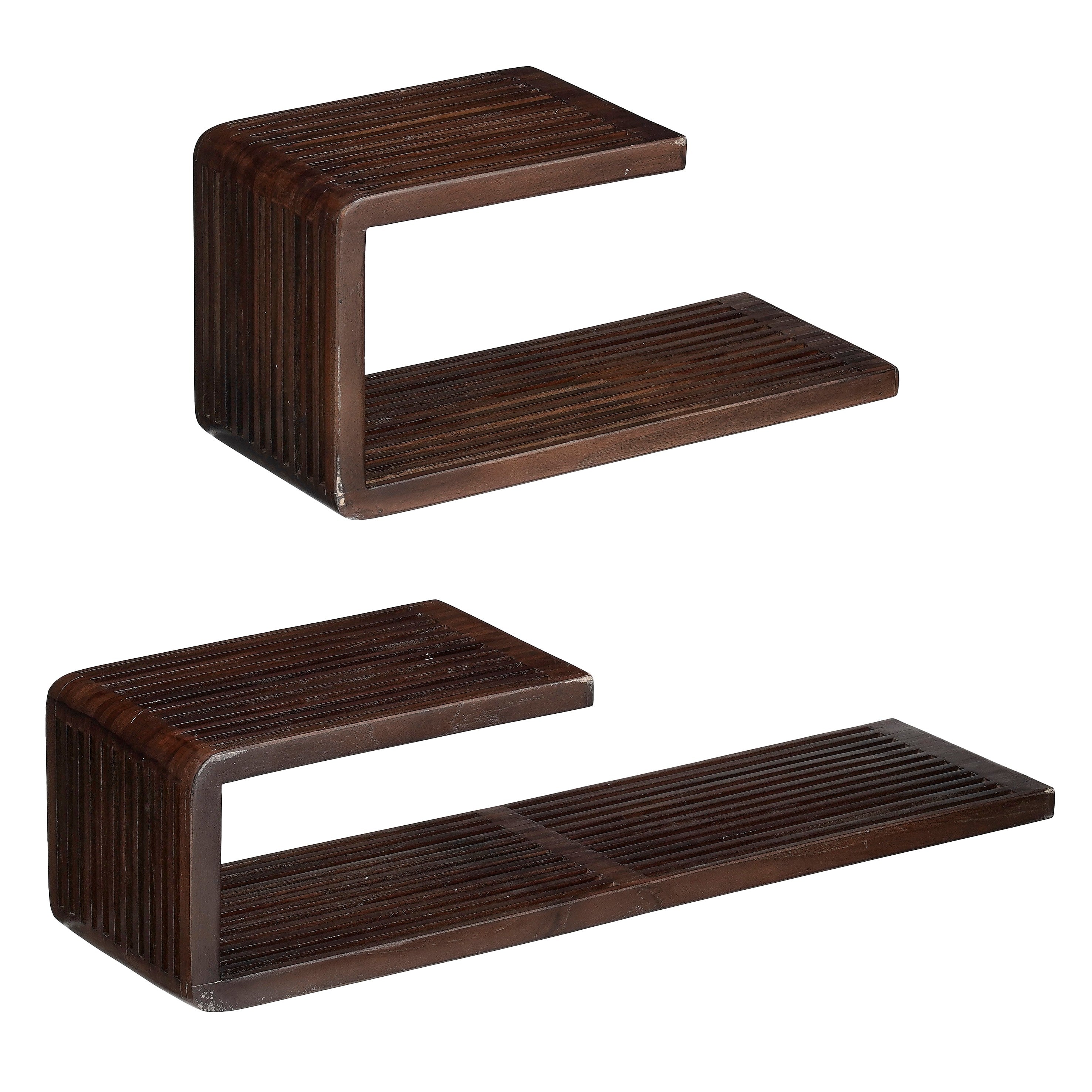 Mica Decorations Josha Wandplank Zwevend - Zwevende Boekenplank Set van 2 - 80 x 21 x 20 cm - Wandplank Hout Gerecycled - Onzichtbaar Ophangsysteem -