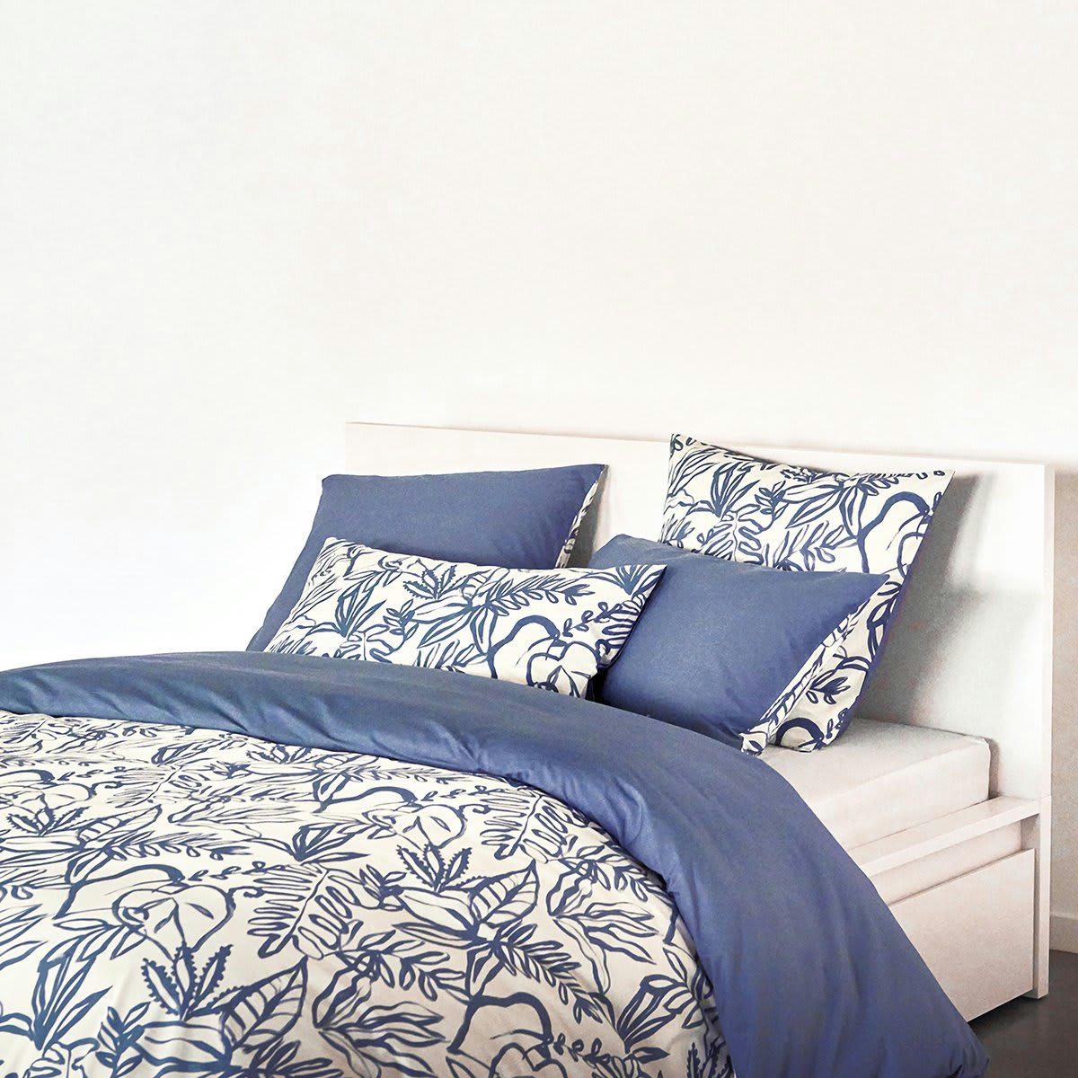 SALSA - Parure de lit percale blanc 240x220 + 2x65x65 cm