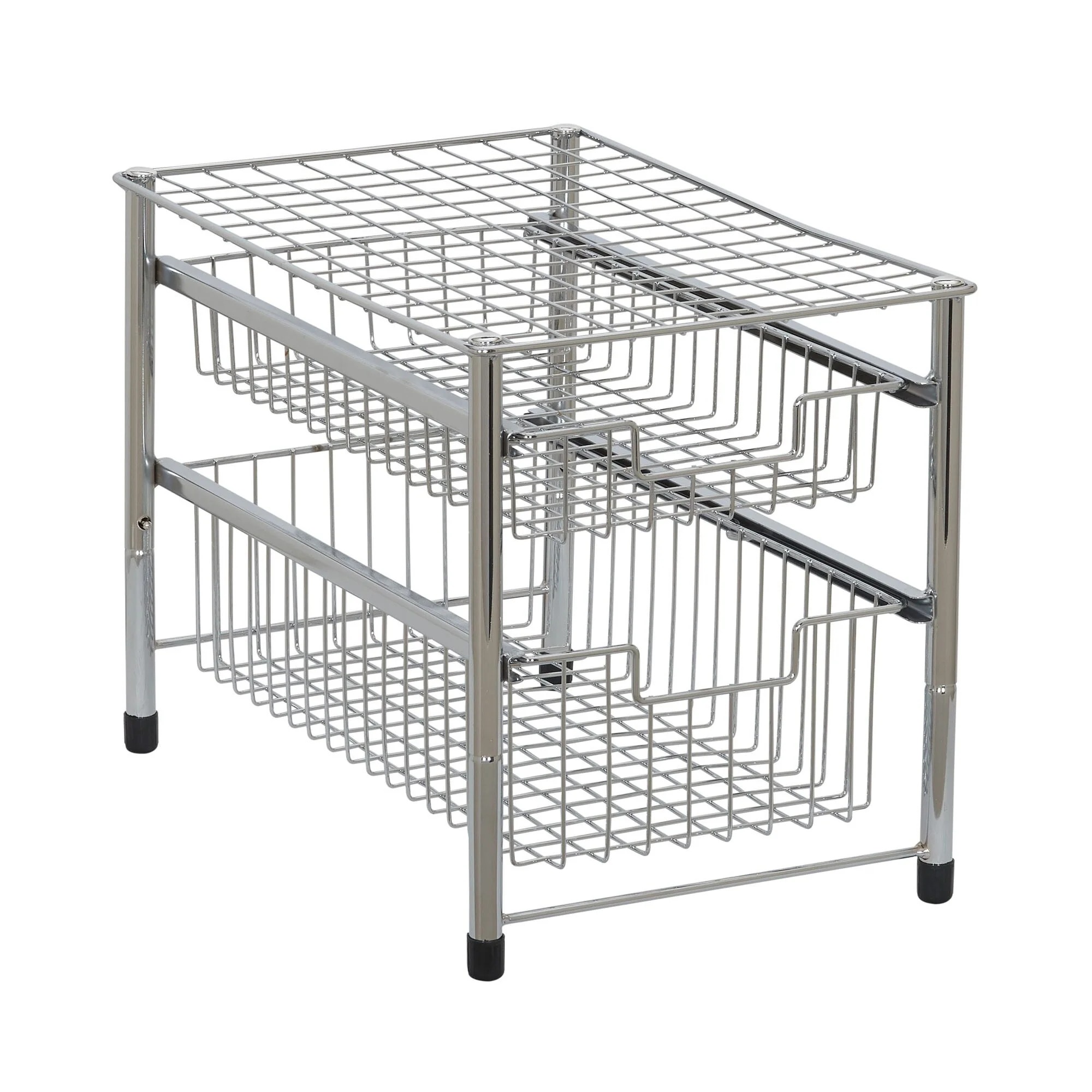 Household Essentials Silver Free Standing Double Pull Out Cabinet Organizer Shelf