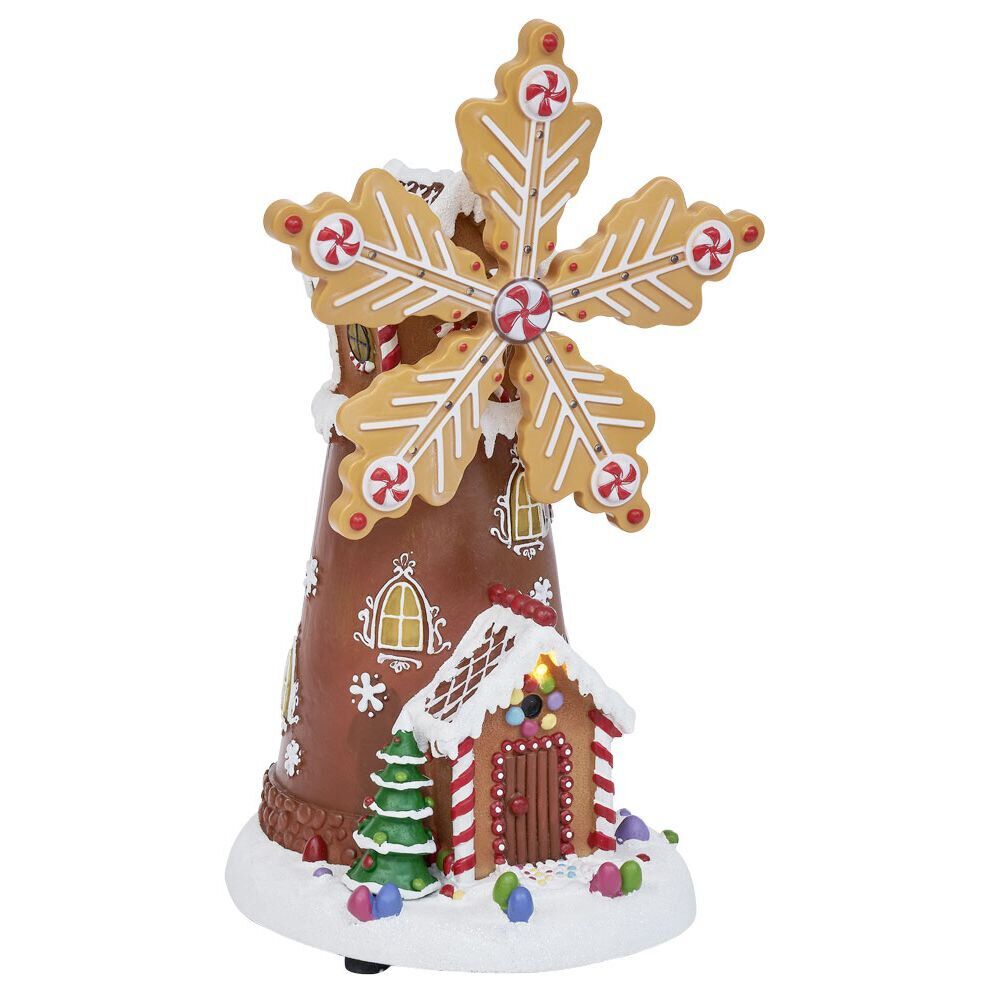 Moulin à vent lumineux musical animé 18LED H22cm
