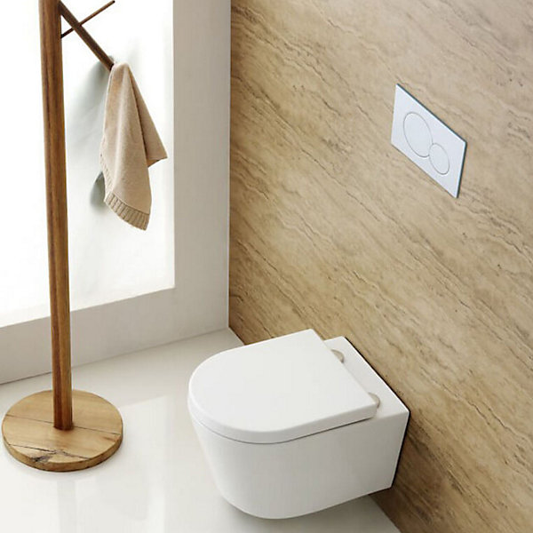 Pack Bati-support Geberit UP100   WC sans bride SAT, fixations invisibles   Abattant softclose   Plaque blanche (SATrimlessGeb1)