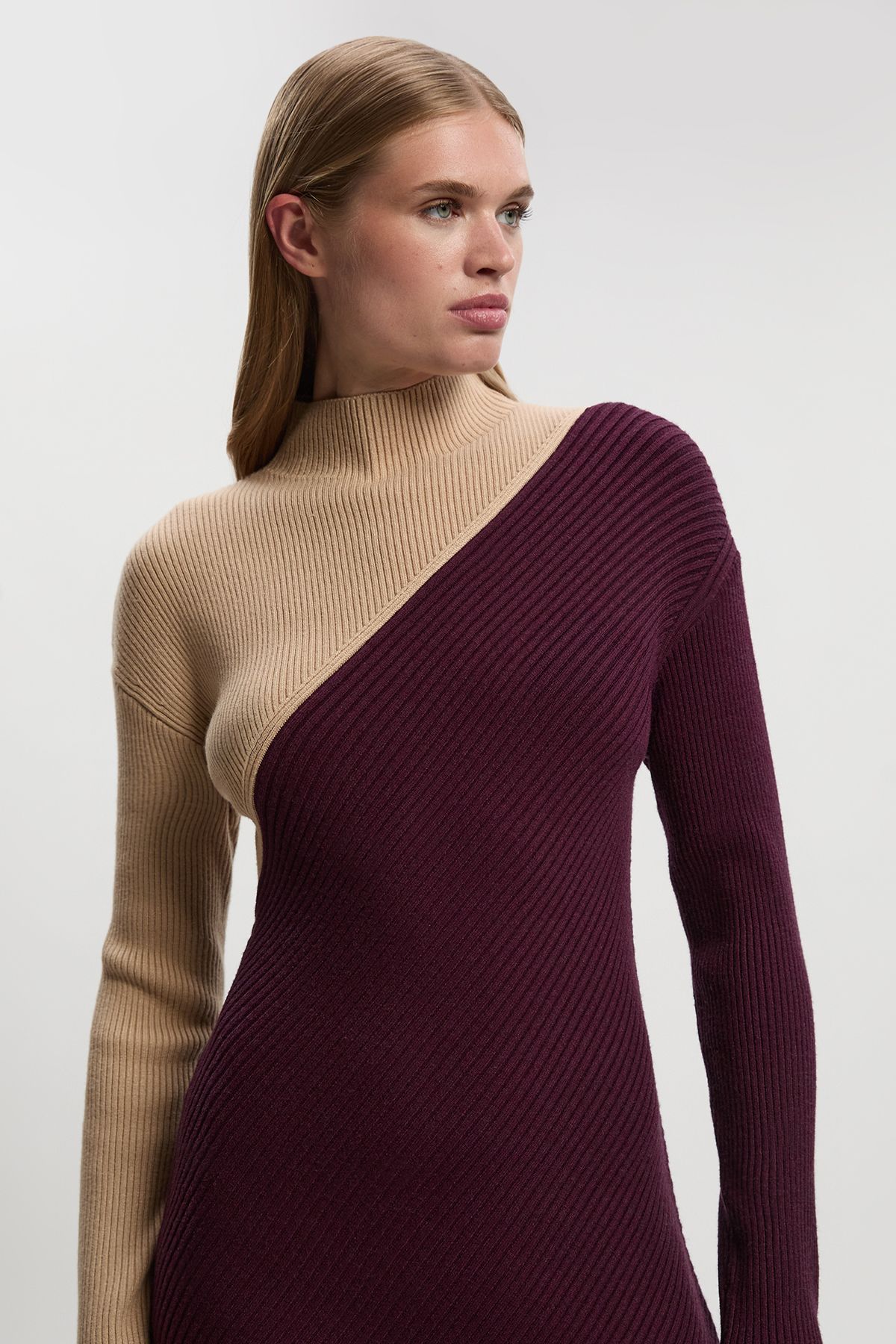 KarenMillen Soft Ribbed Asymmetric Hem Knitted Dress