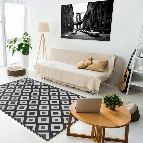 Vinyl Teppich »Kojo«, BxL:203 cm x 136 cm, braun|schwarz|beige