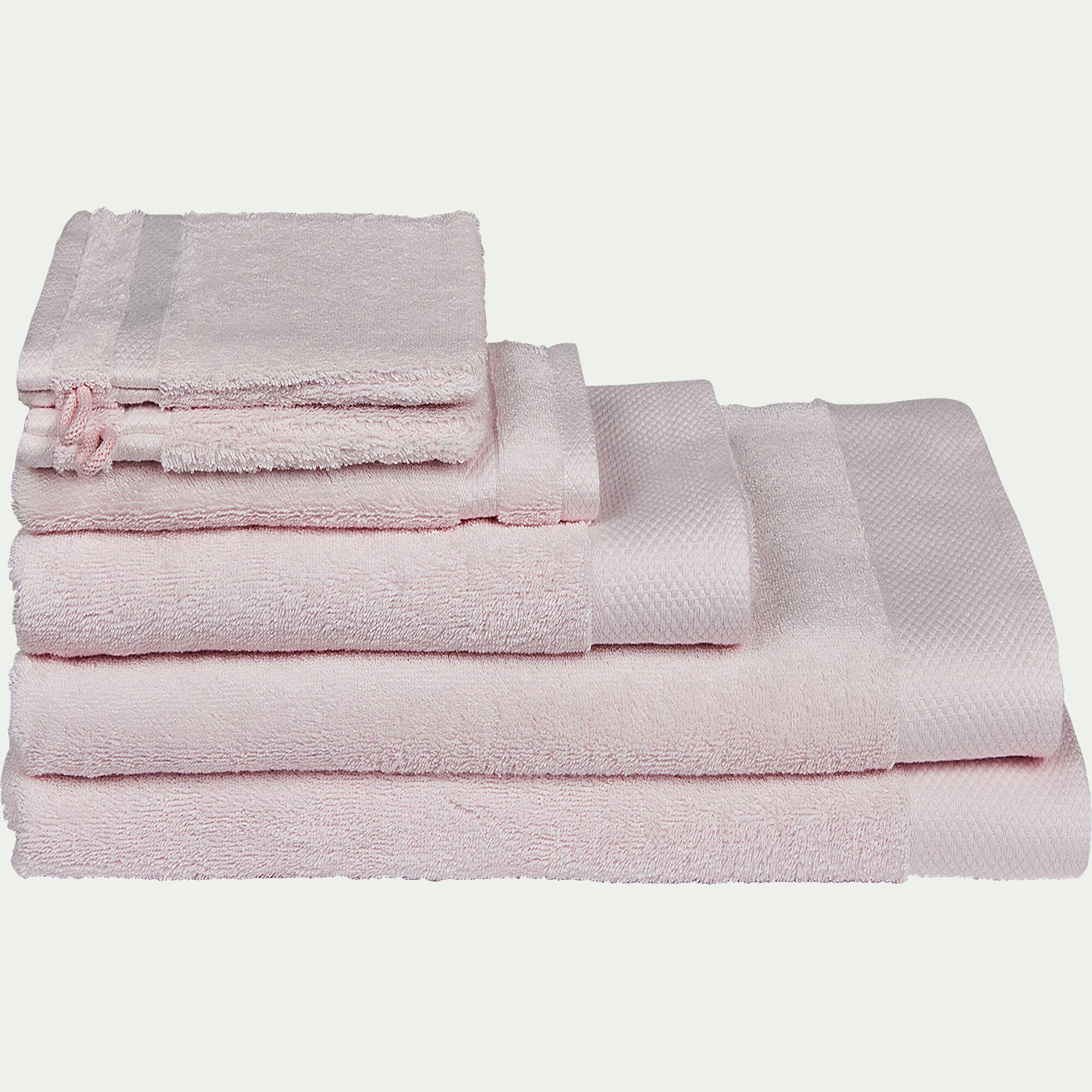 AZUR - Lot de 2 gants de toilette en coton peigné - rose simos