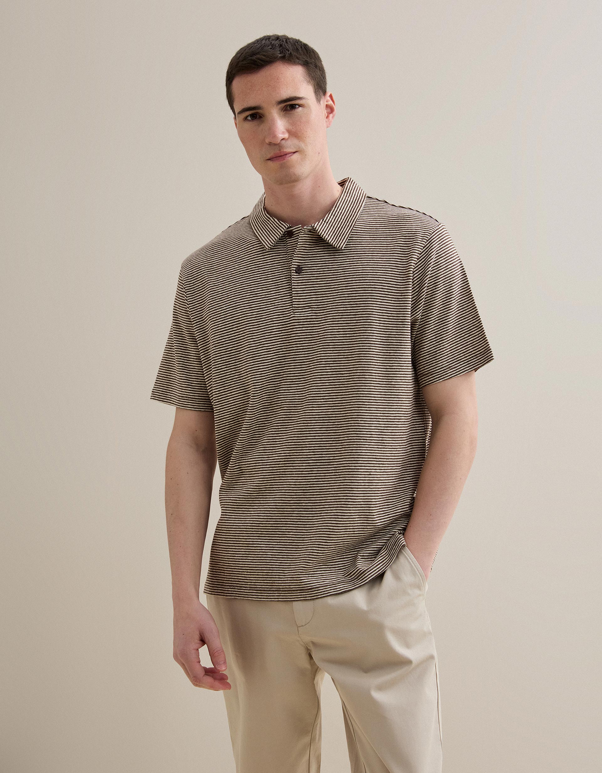 Polo Jersey, Homem, Castanho Escuro