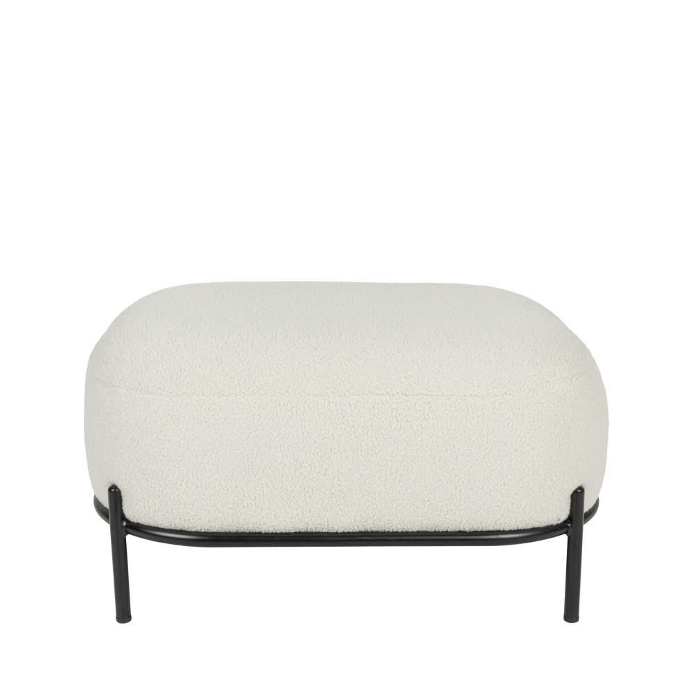 POLLY - Repose-pieds en tissu bouclette blanc ivoire