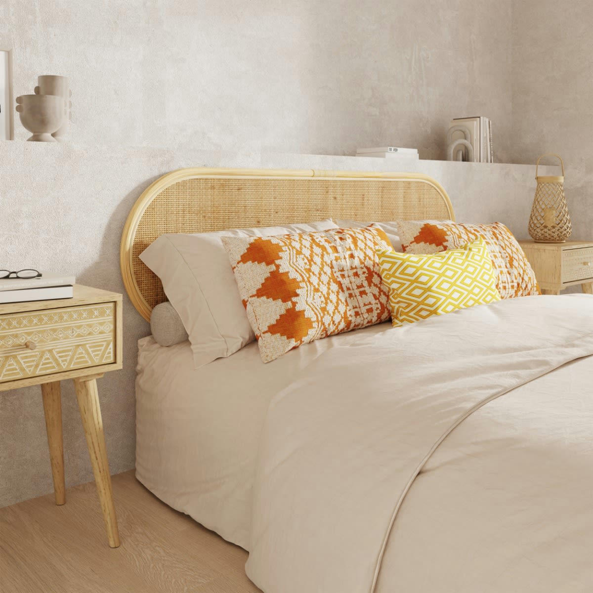 NAVAHINO - Tête de lit en rotin naturel 140 cm