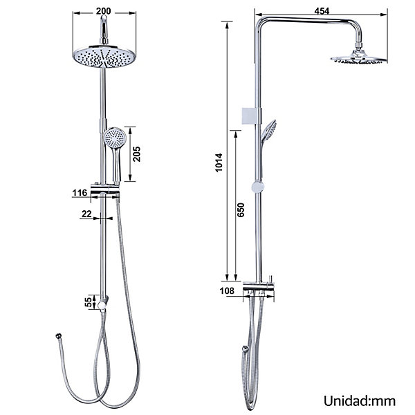 Colonne de Douche sans Robinetterie Murale Hydromassante avec Douchette et Pommeau de Douche Chromé