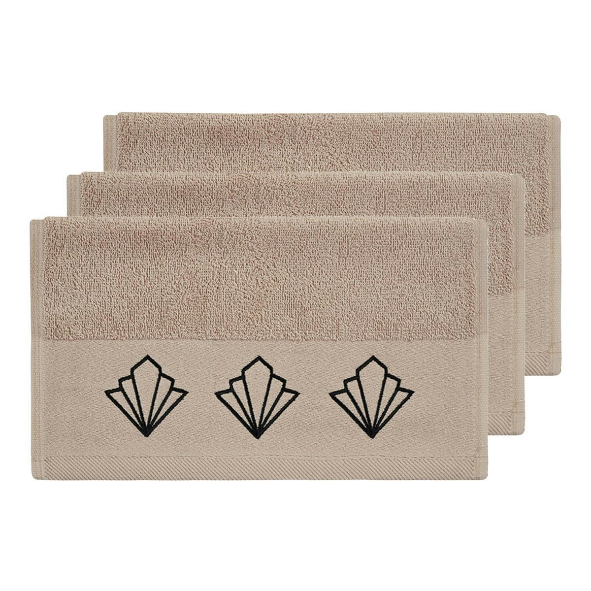 PALIMA - Lot de 3 serviettes invité Sable 30x50 cm