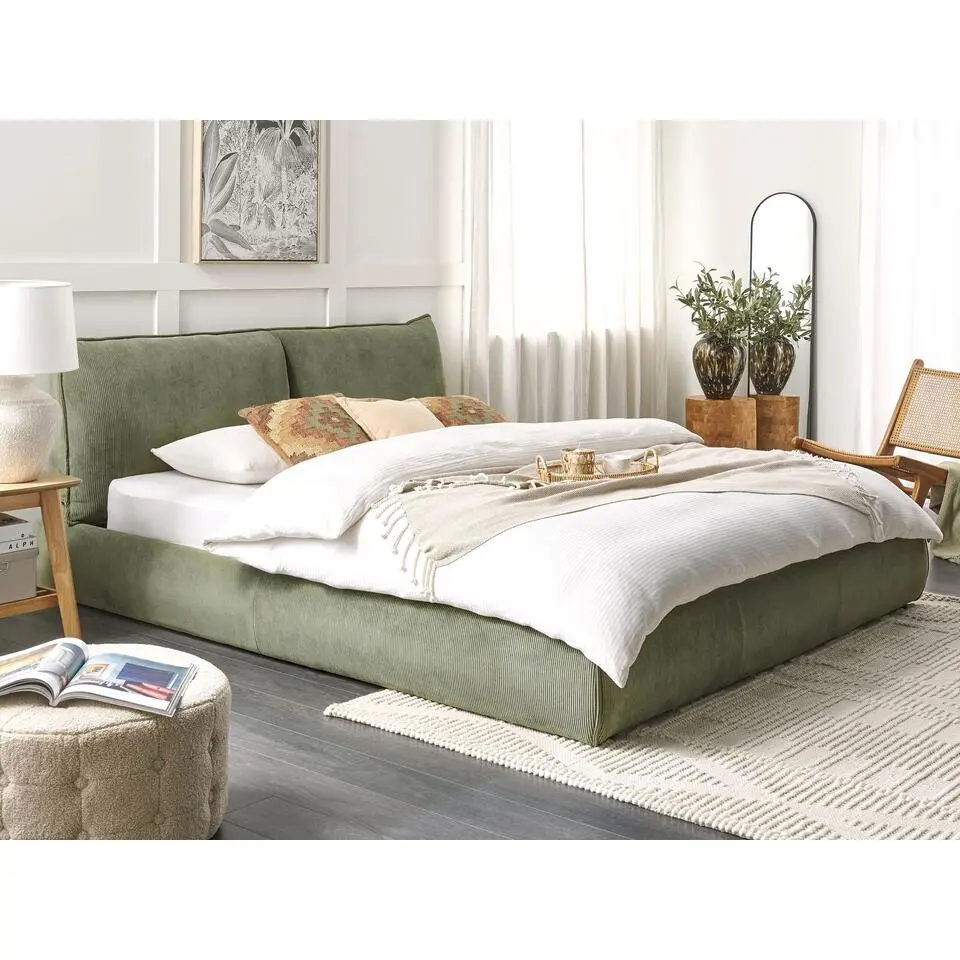 VINAY - Tweepersoonsbed - Groen - 180 x 200 cm - Corduroy