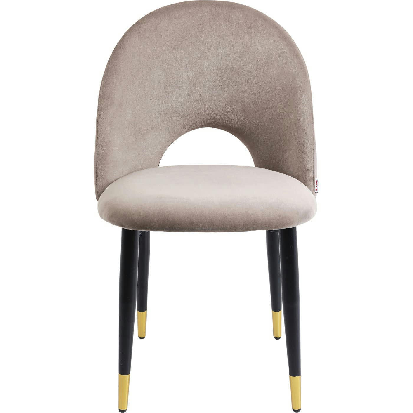 IRIS - Chaise en velours taupe et acier