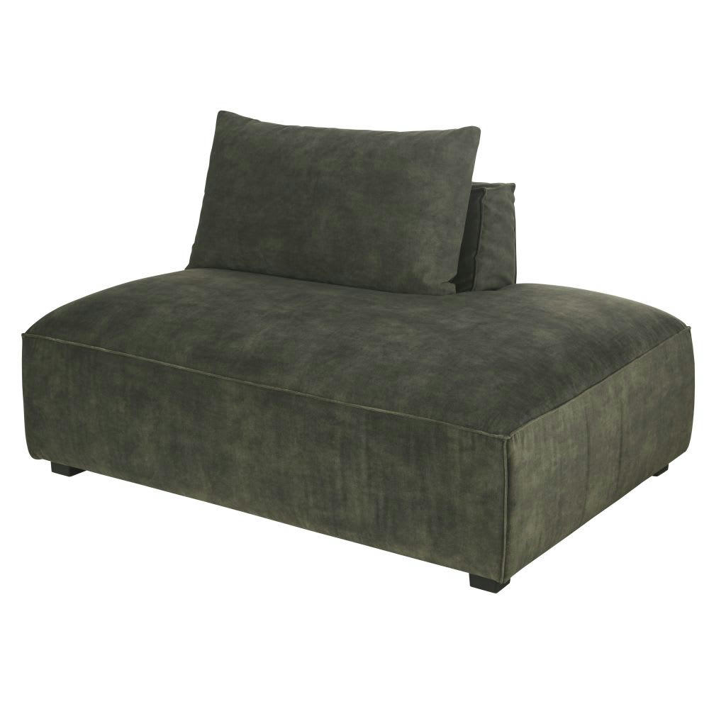 Barack - Méridienne droite pour canapé modulable en velours marbré vert