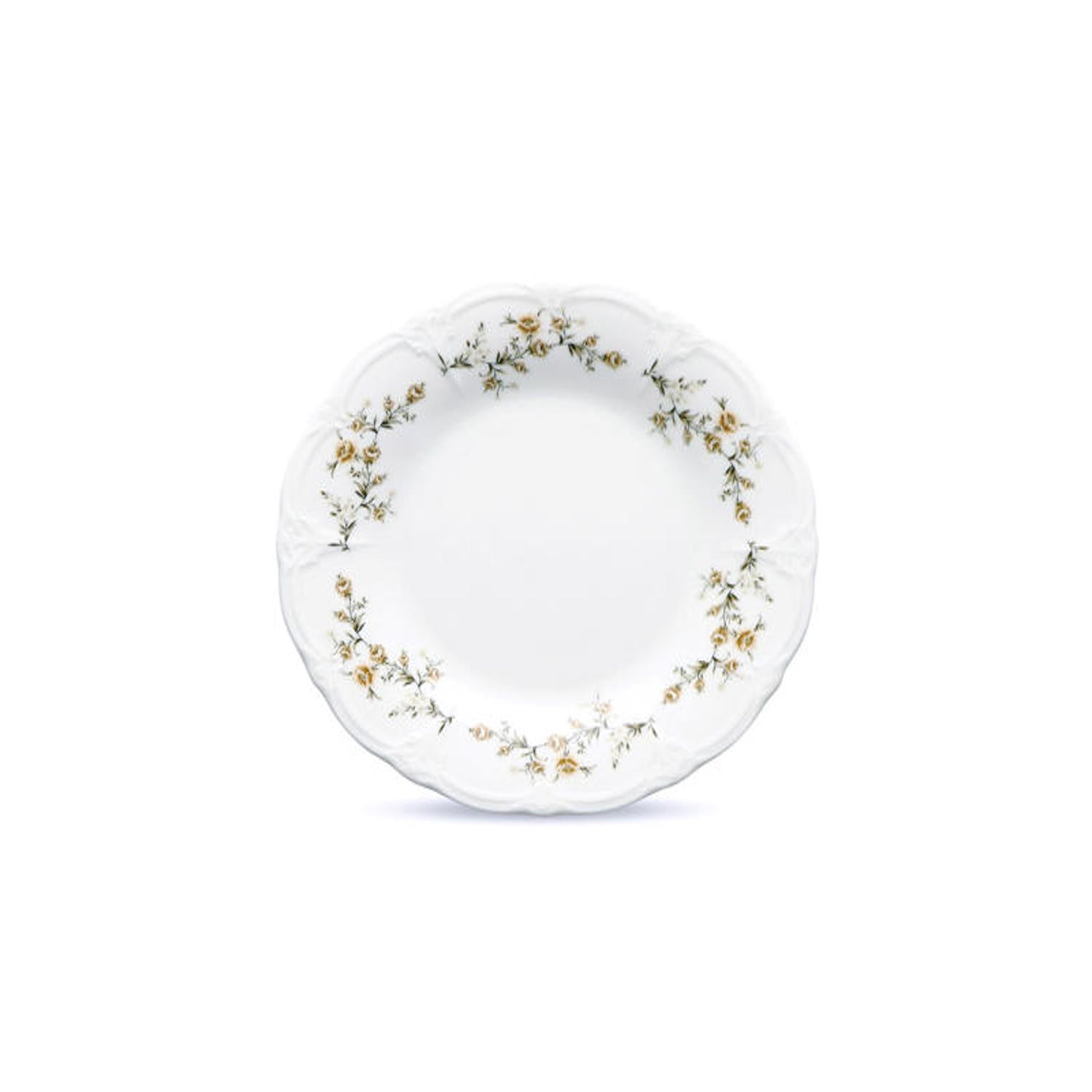 Bonbistro - Plat bord 20,5cm brown flower Retro - Set van 6