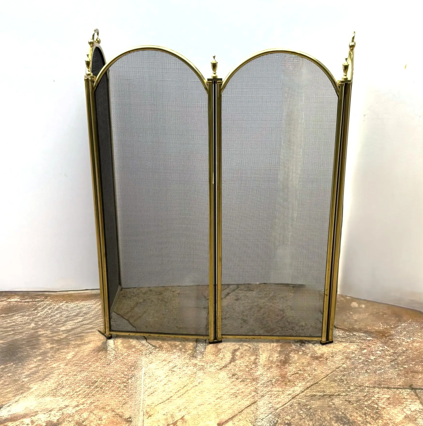 Vintage Fireplace Screen 4 Panel Folding 35