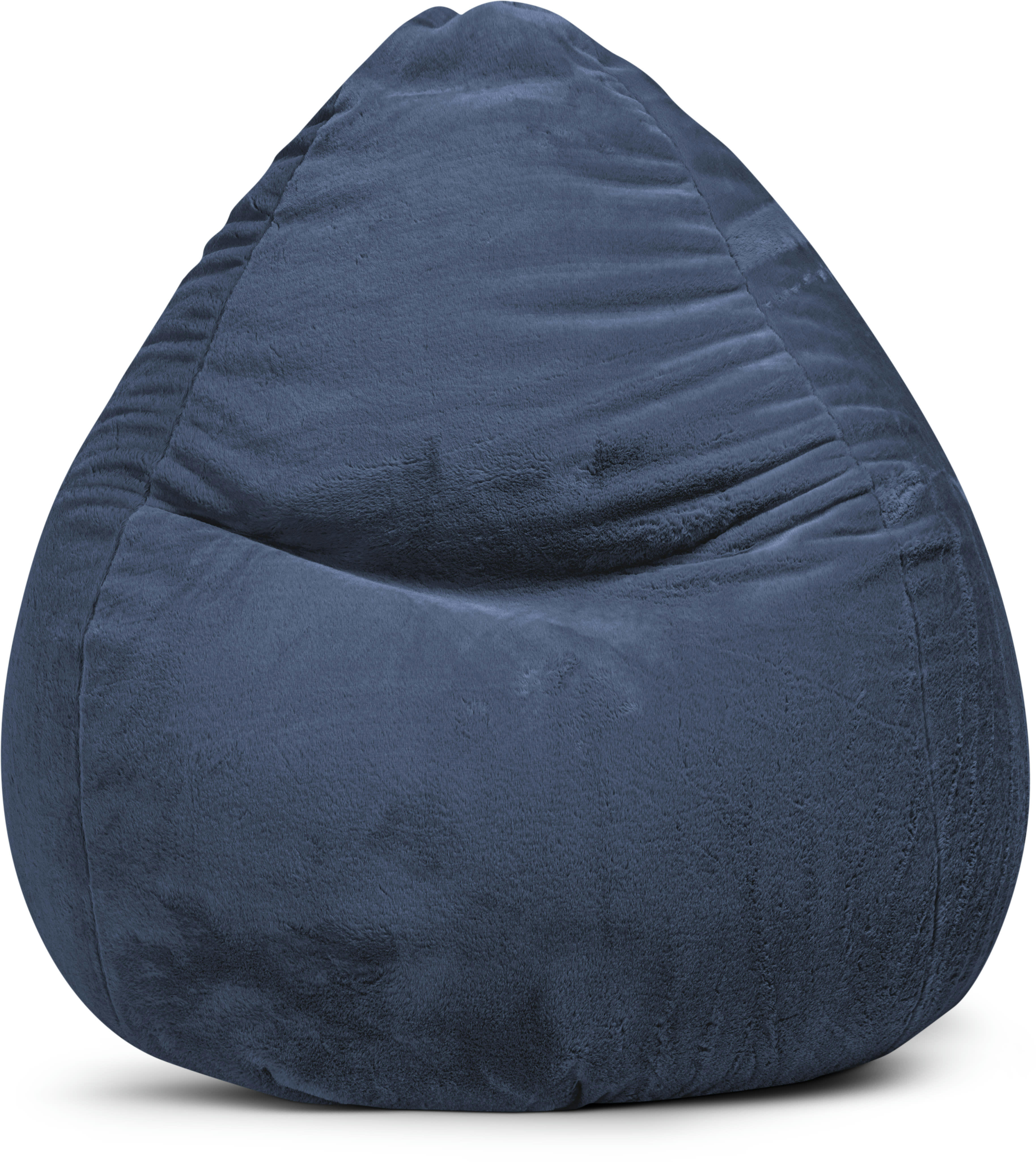 SOFTY - Pouf poire XXL d'intérieur fourrure douce bleu 80x130cm