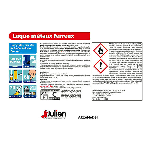 Laque pour métaux ferreux antirouille monocouche blanc satin 2,5L