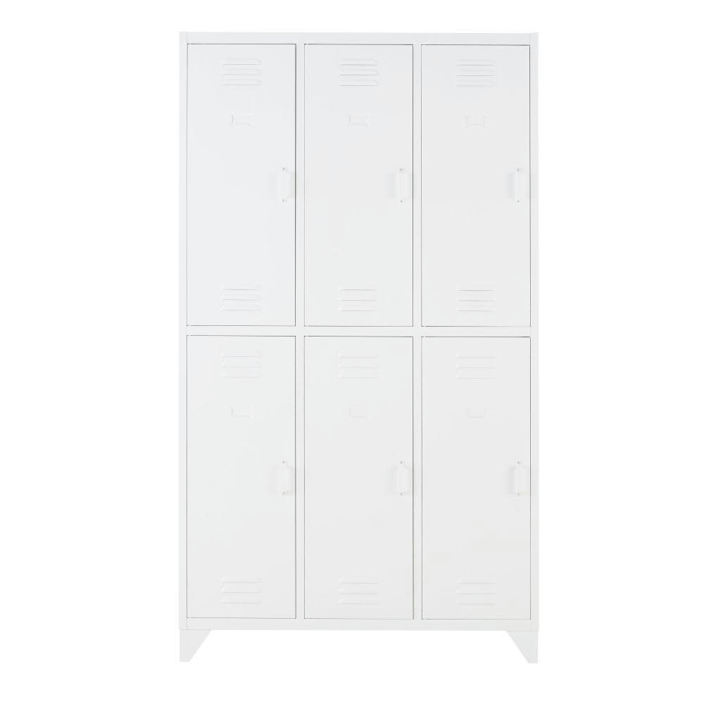 Sunset - Dressing vestiaire industriel 6 portes en métal blanc