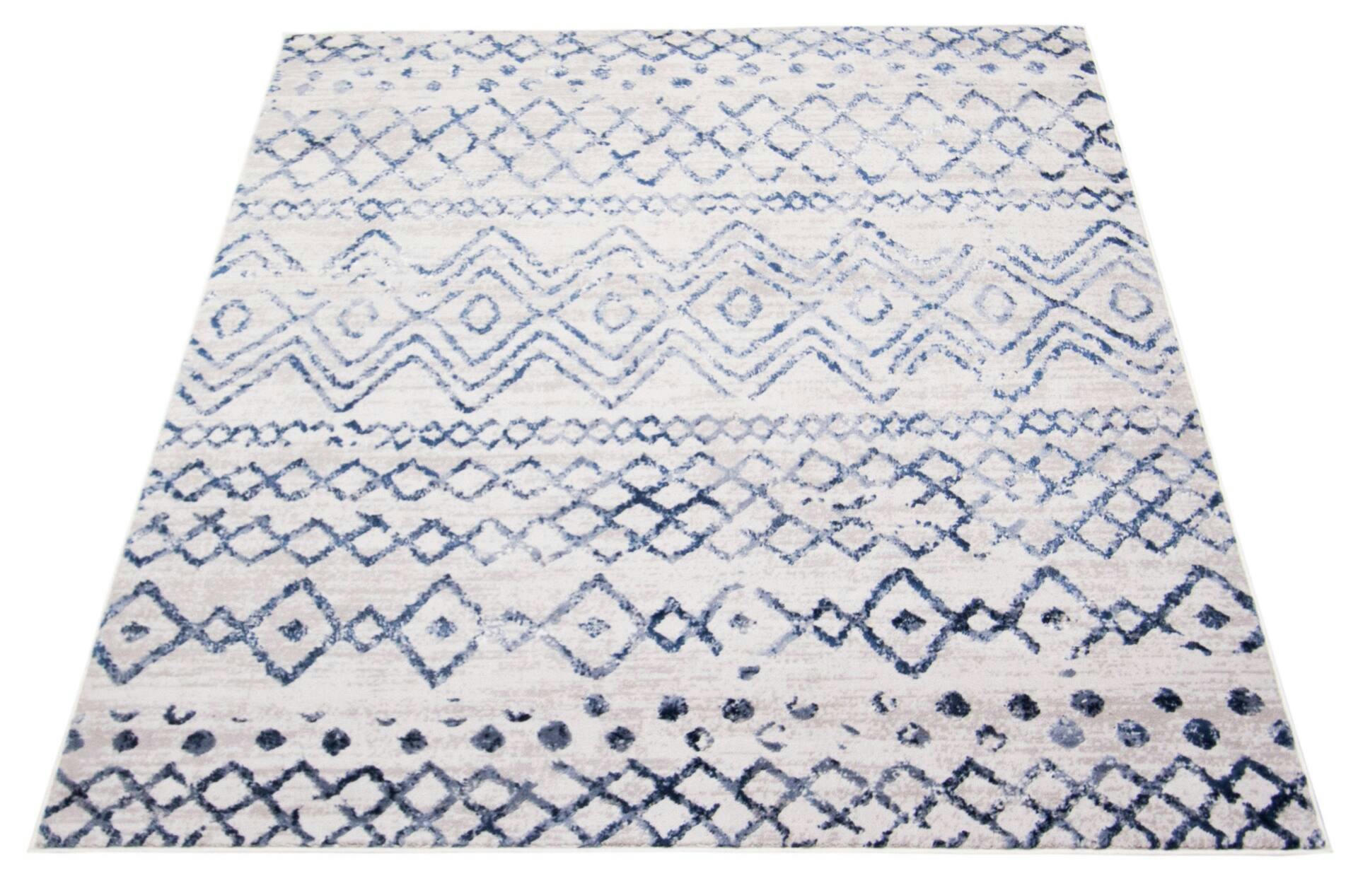 ECARPET Astrid Indoor Area Rug, White/Navy, Assorted Sizes