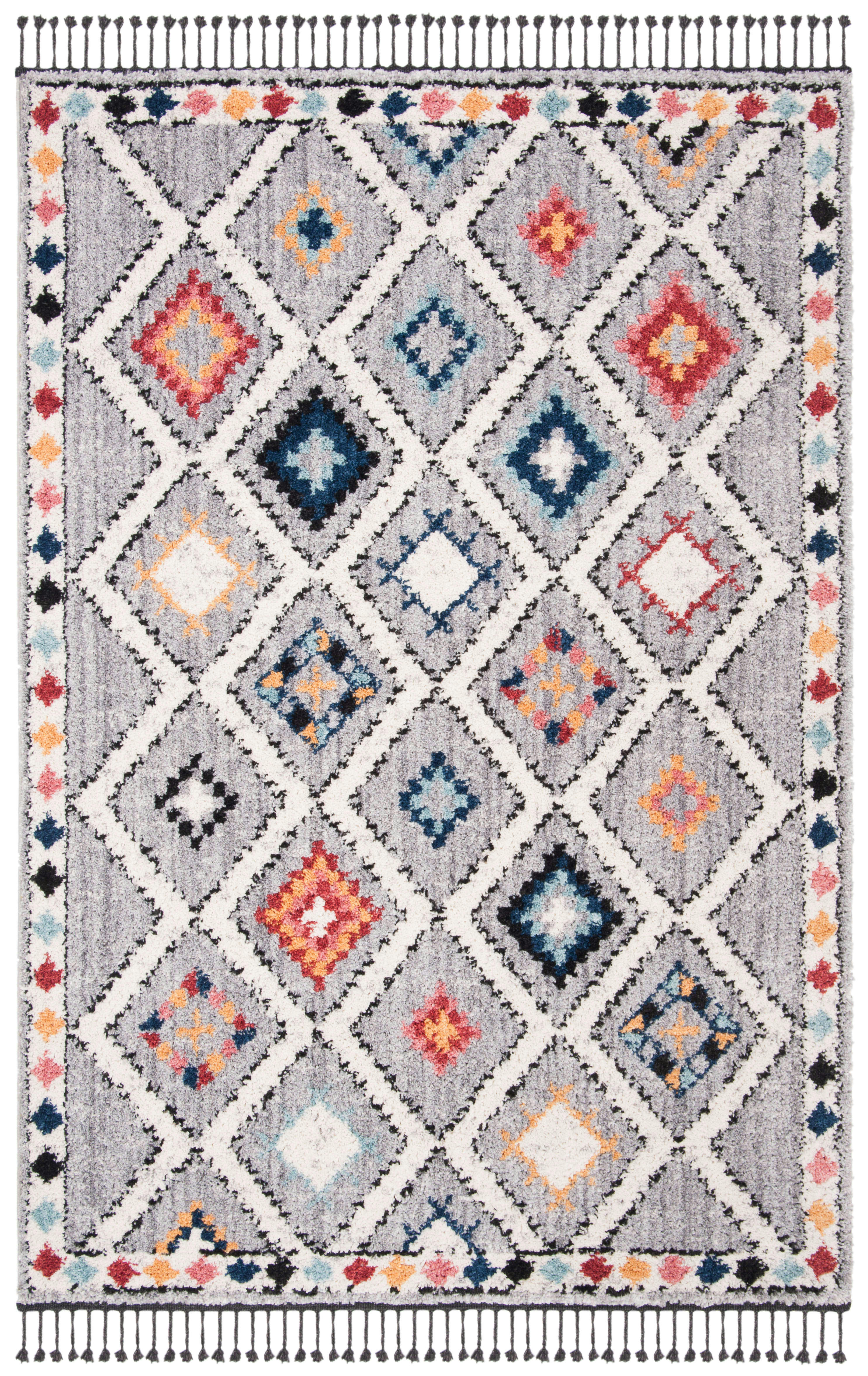 MOROCCO - Tapis de salon interieur en gris & multicolore, 160 x 229 cm