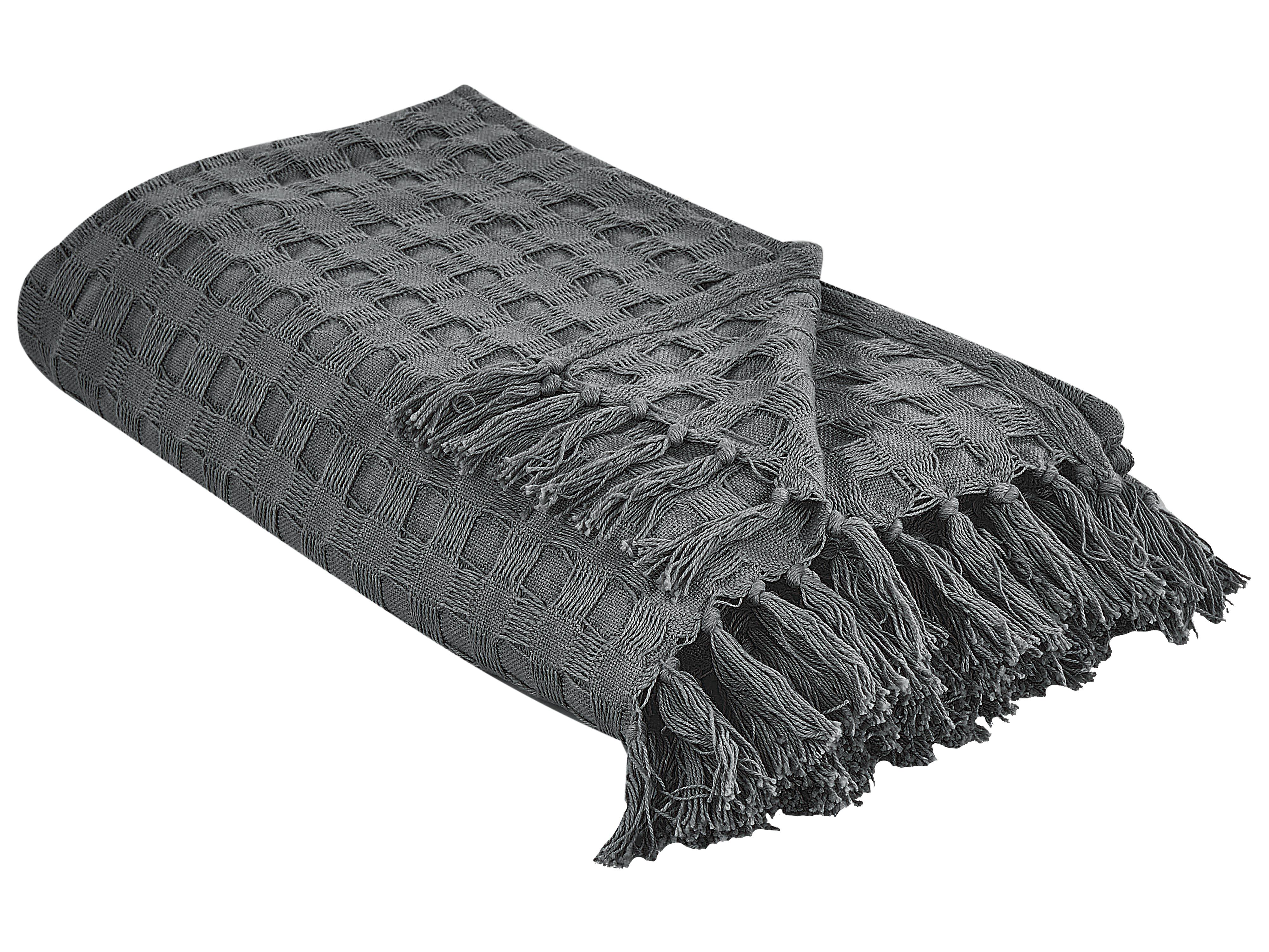 Bedspread BERE Cotton 150 x 200 cm Dark Grey