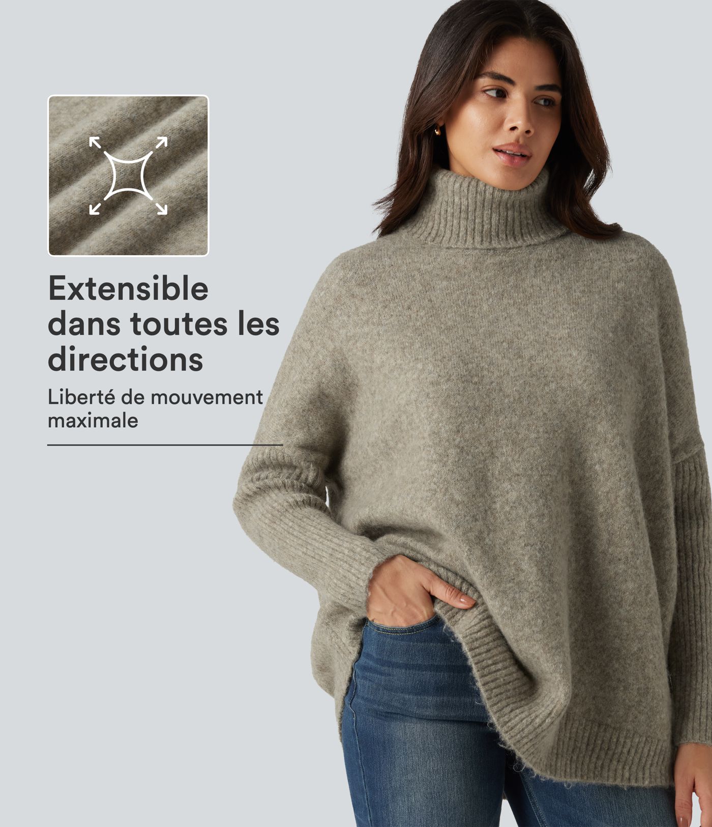 Pull oversize à col montant et manches longues