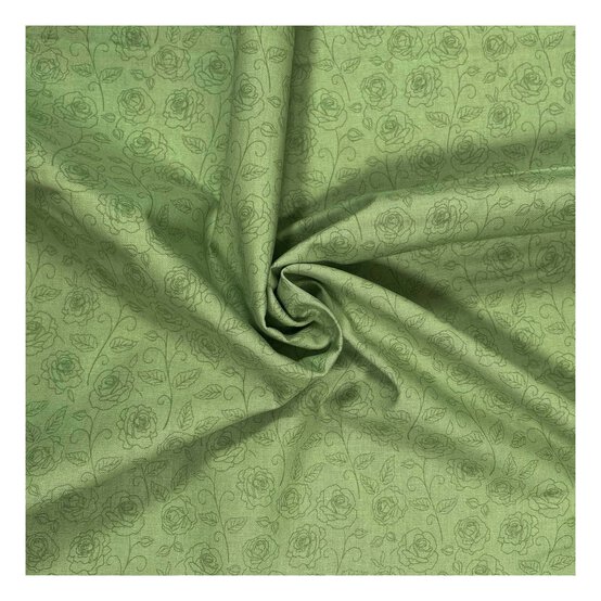 Lime Cotton Rose Blender Fabric by the Metre