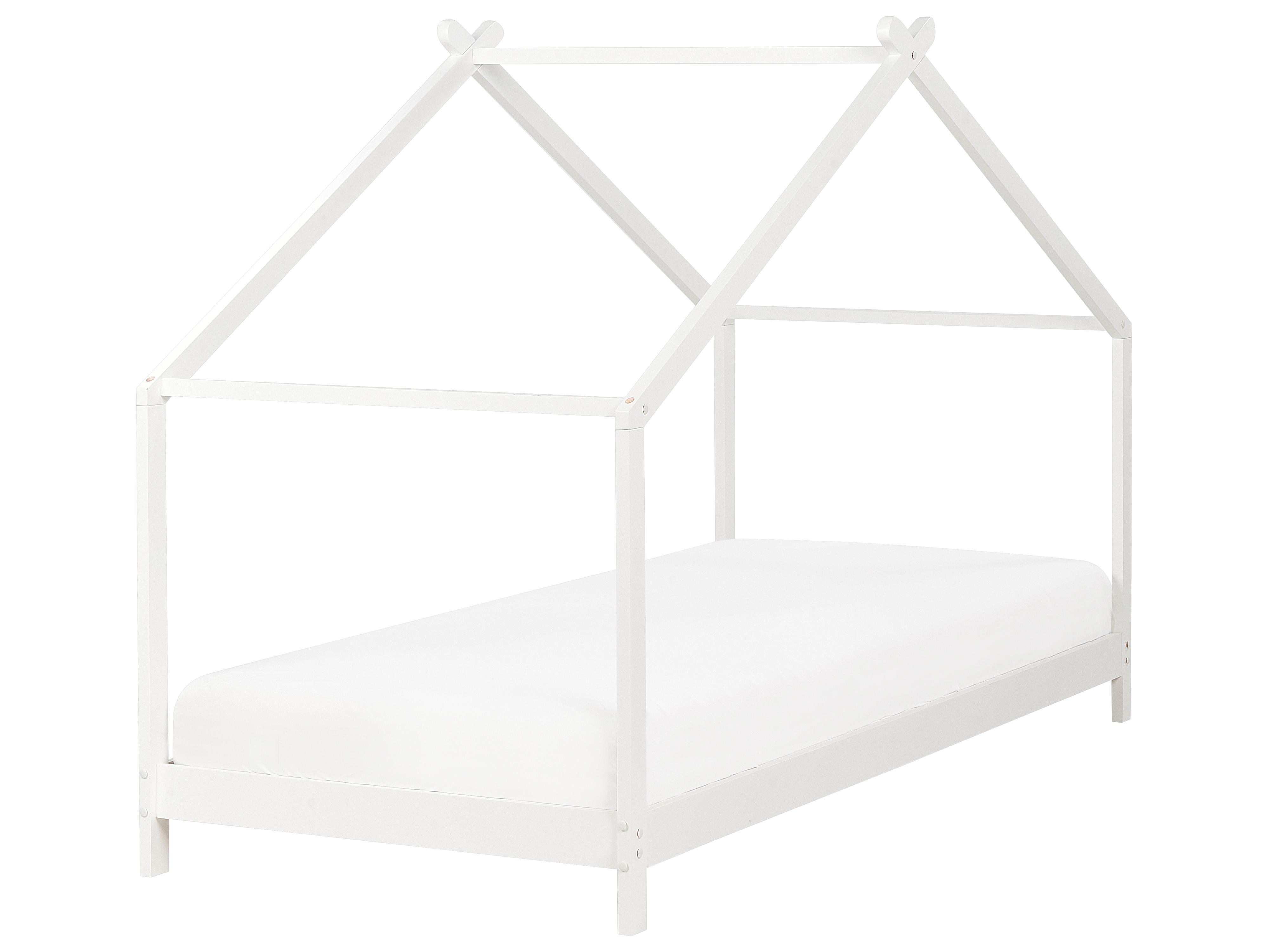 Kids Bed House Pine Wood ORLU 90 x 200 cm (EU Single) White