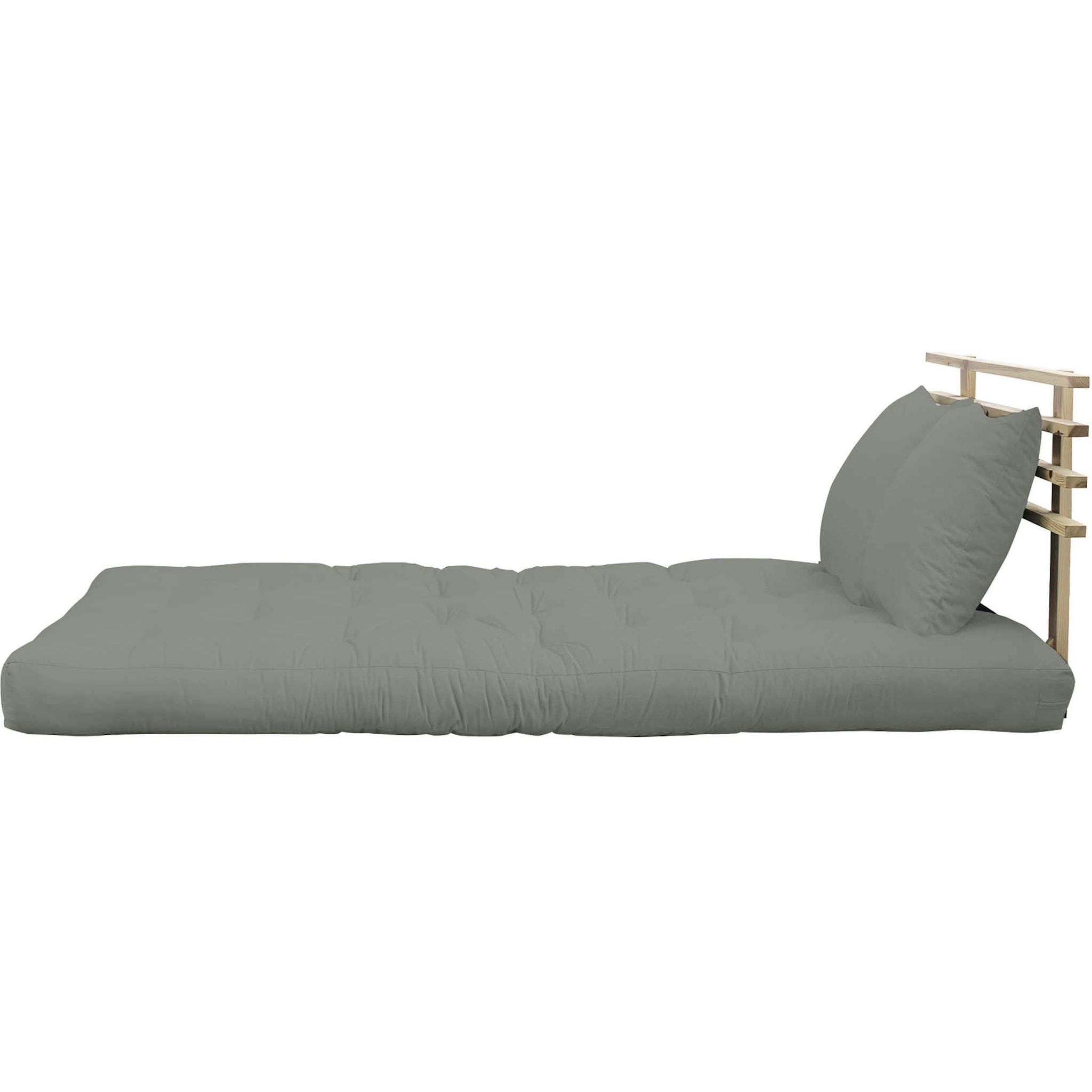 - Tête de lit en pin massif avec futon gris 140x200