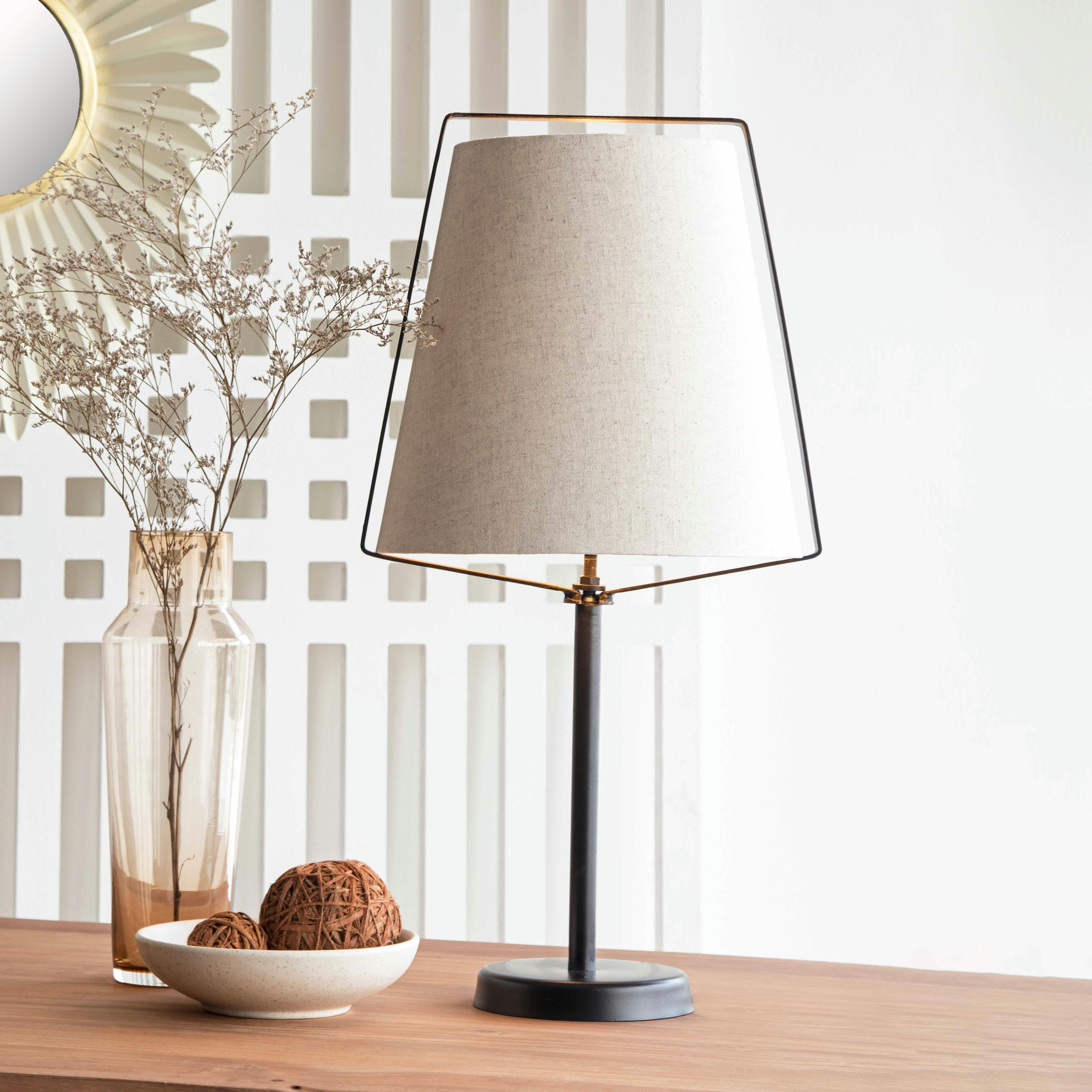 KONTUR - Lampe à poser design avec abat-jour en lin