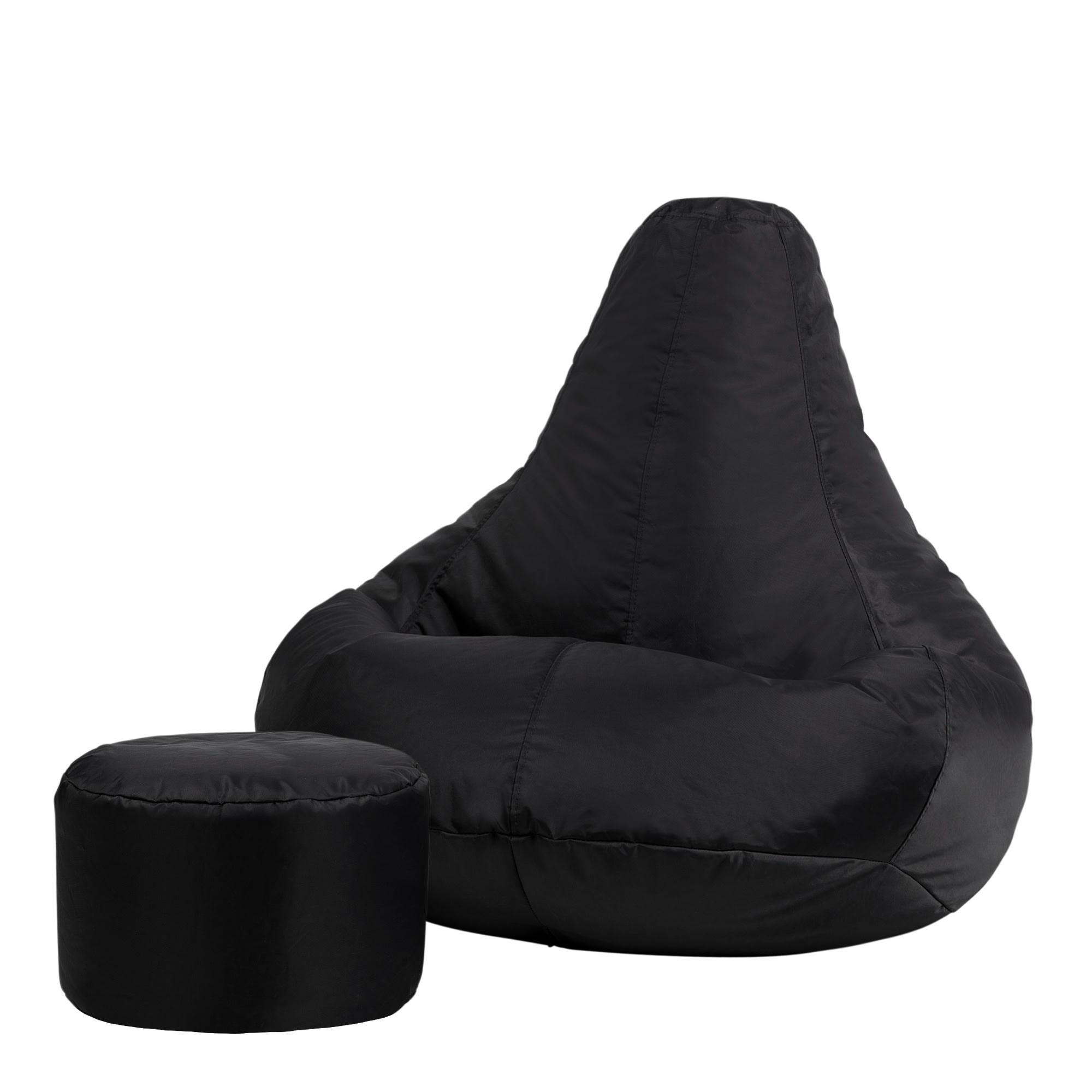 - Pouf inclinable avec repose-pied extérieur noir