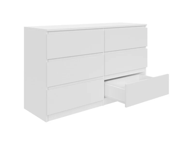 Komoda Biała 120 cm - 6 Szuflad, Przestronna i Funkcjonalna