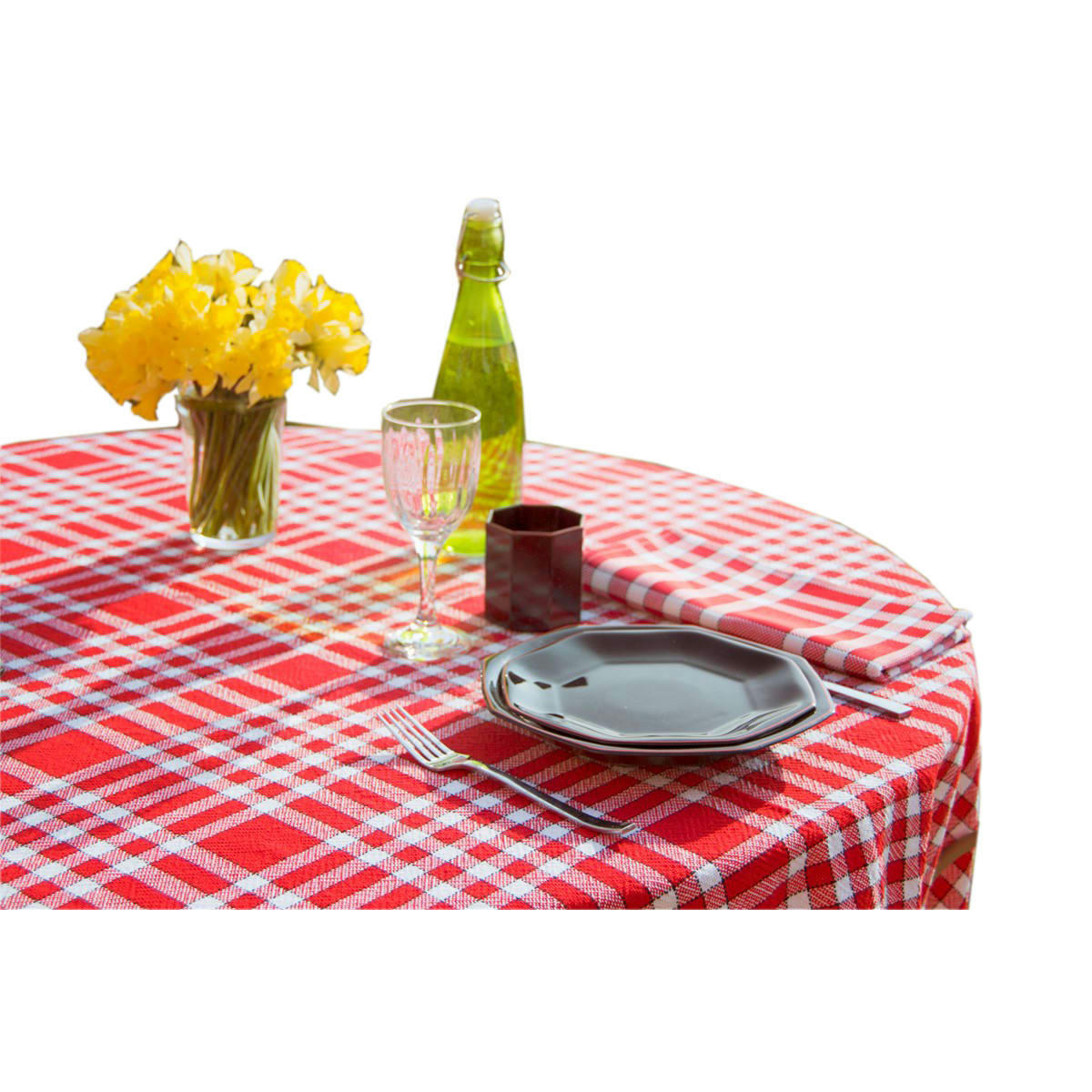 NAPPE NELLY - Nappe tissu carreaux vichy en coton rouge 150x300 cm
