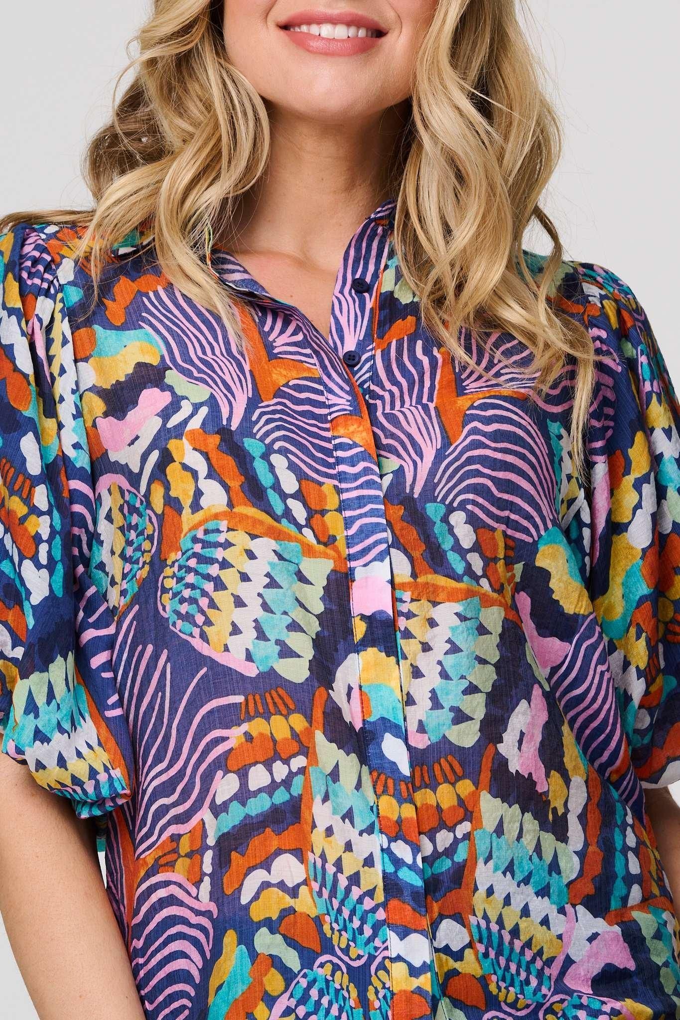 Izabel London Abstract Puff 1/2 Sleeve Shirt