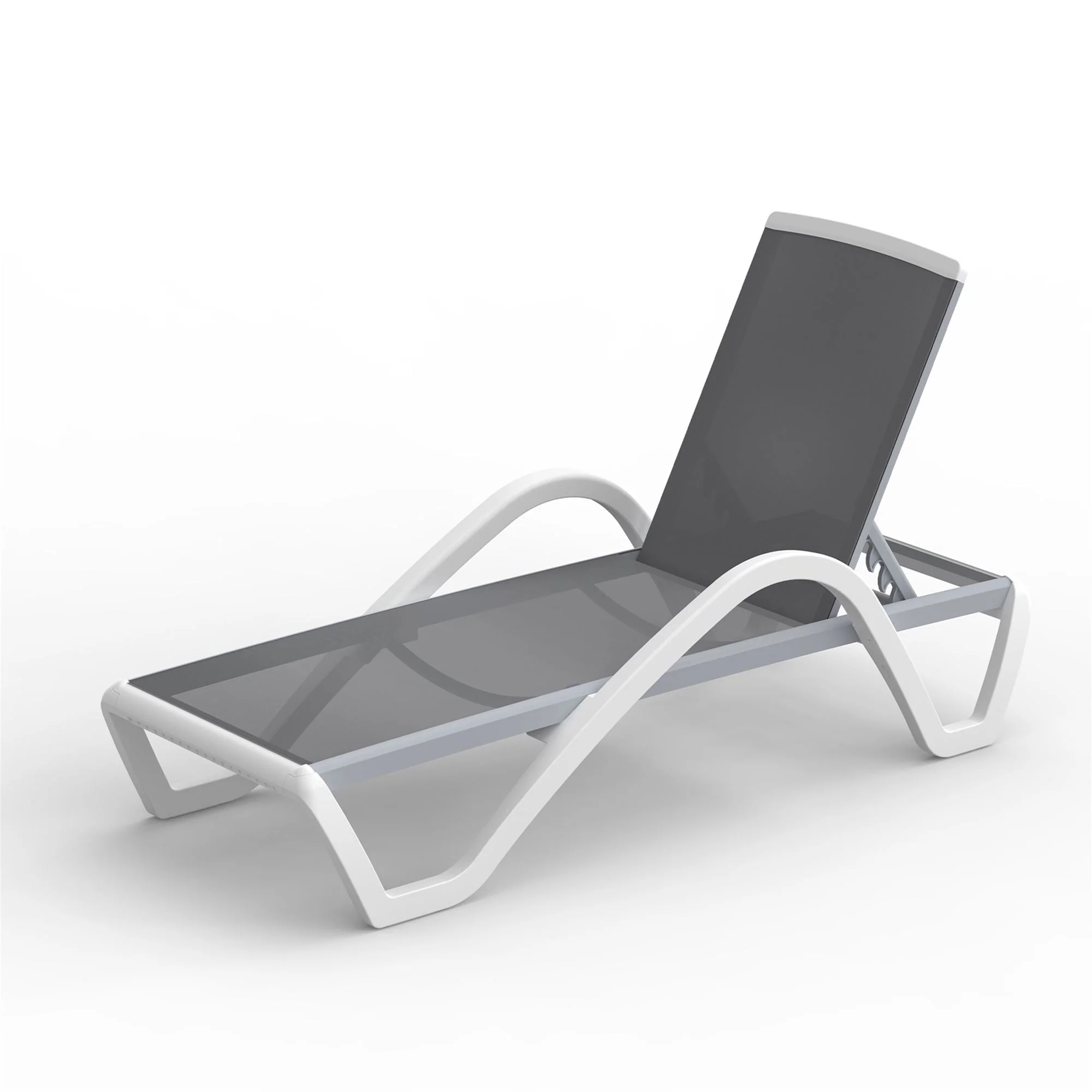 All Weather Outdoor Chaise Lounge Sun Lounge with Wheels and Adjustable Backrest for Poolside Lawn Beach