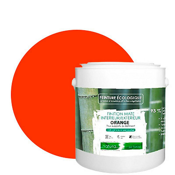 Orange Peinture interieur exterieur aspect mat Natura - Orange - 2.5L
