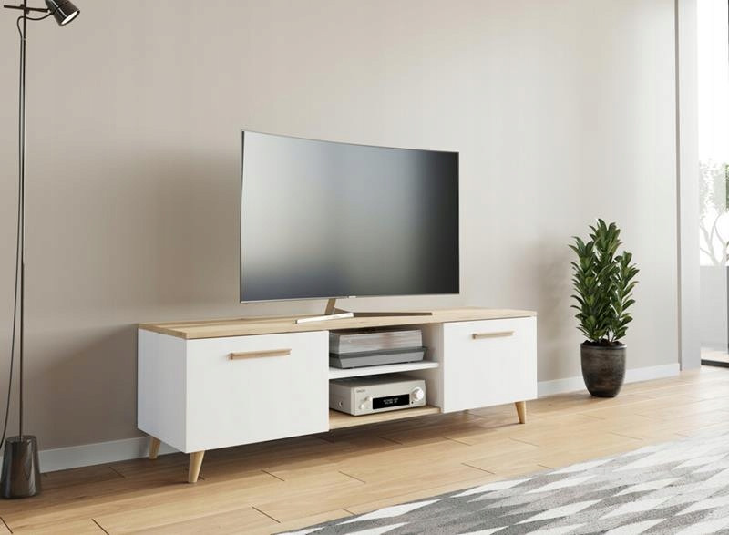 Stolik szafka RTV BERGEN 120cm skandynawski artisan-biały