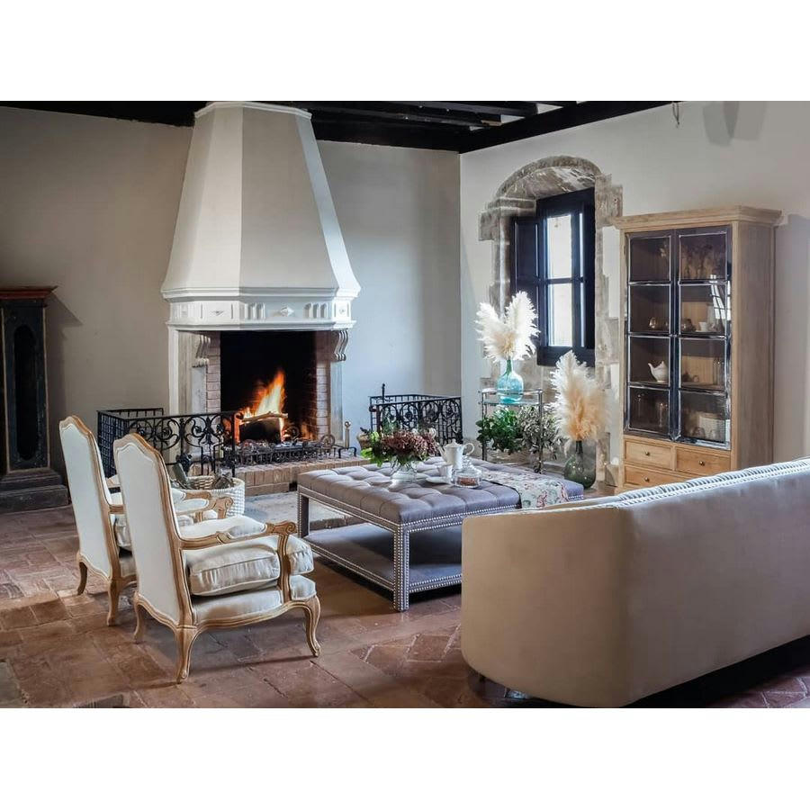 - Buffet en orme avec 2 portes en acier et 3 tiroirs