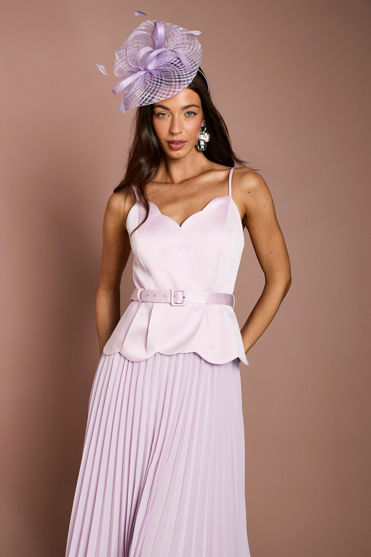 Coast Scallop Detail Pleated Midi Dress