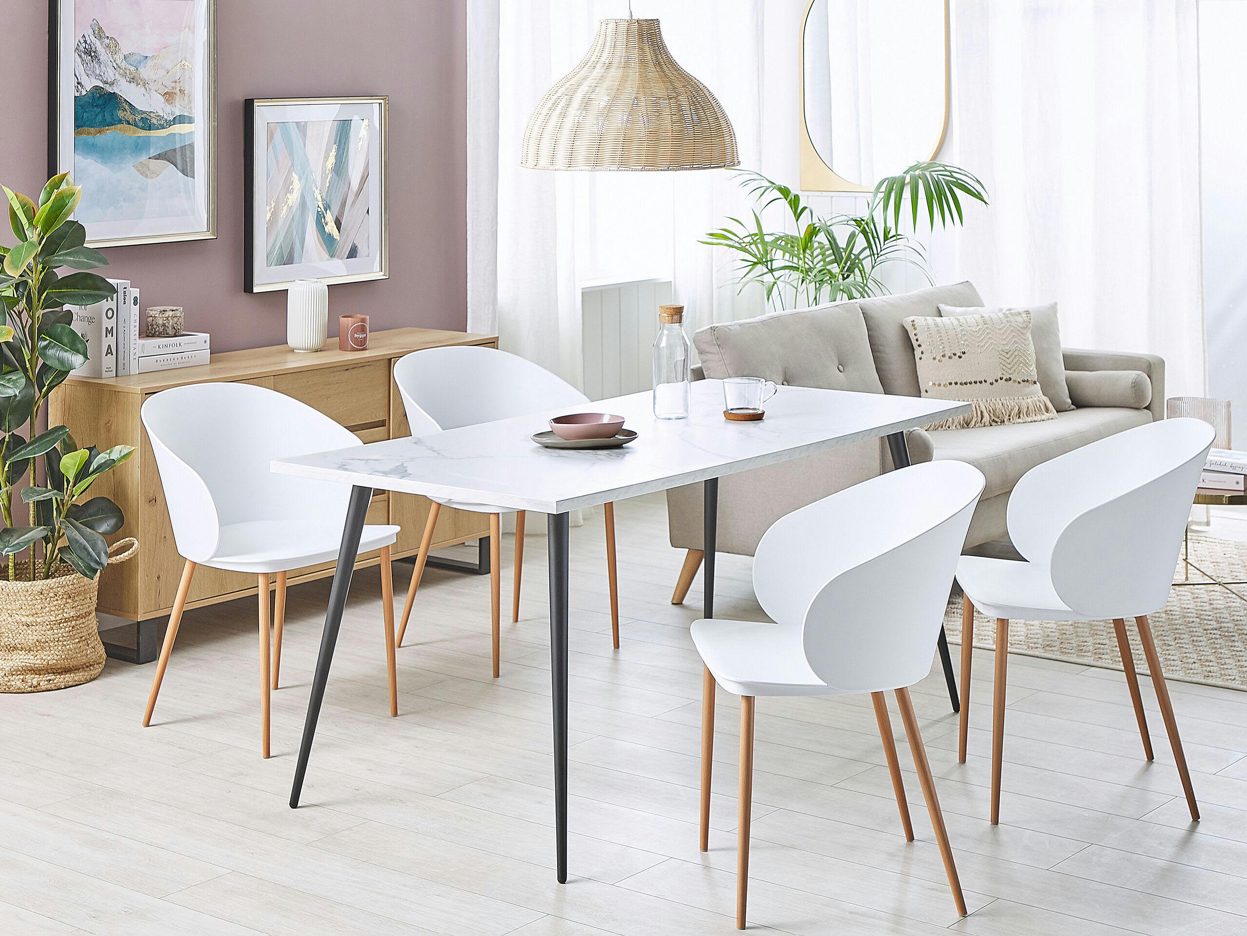 BLAYKEE - Lot de 2 chaises de salle à manger blanches