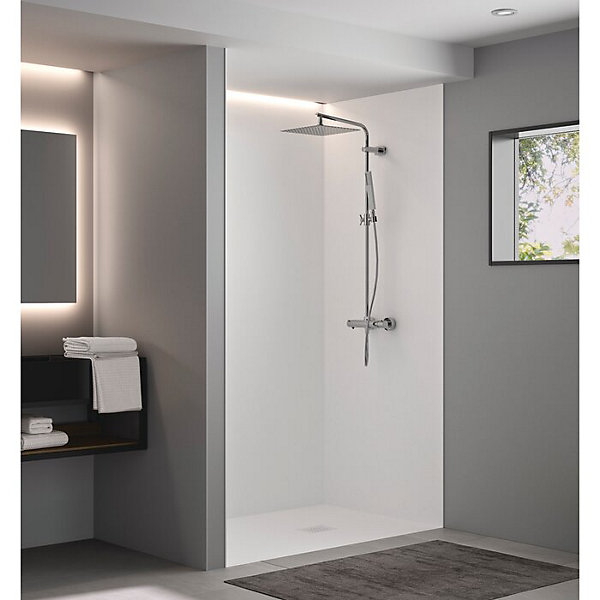 Panneau mural de salle de bain - Kinewall Design - KINEDO - Blanc satiné - 125x250 cm