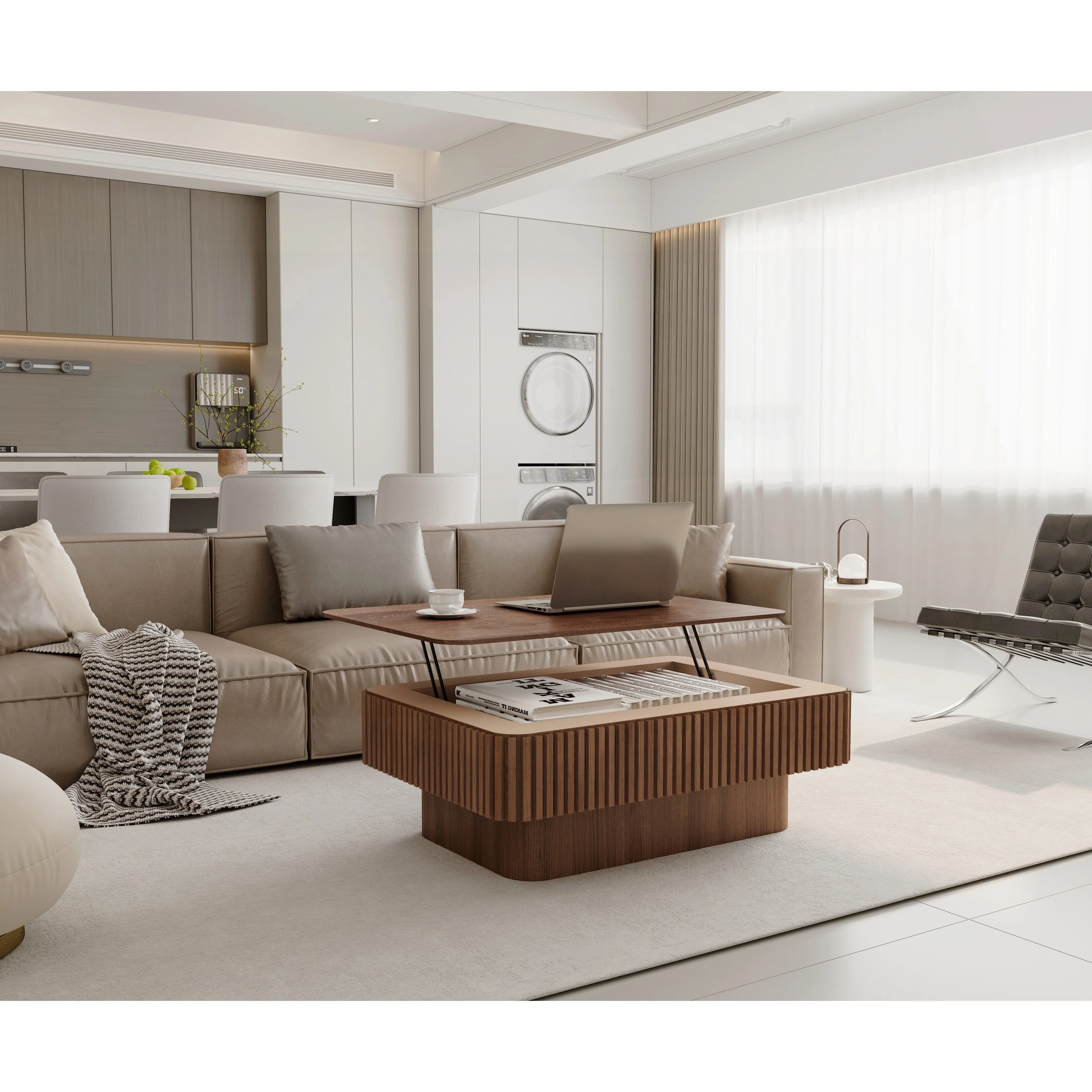 38.6in Fluted Lift-top Coffee Table