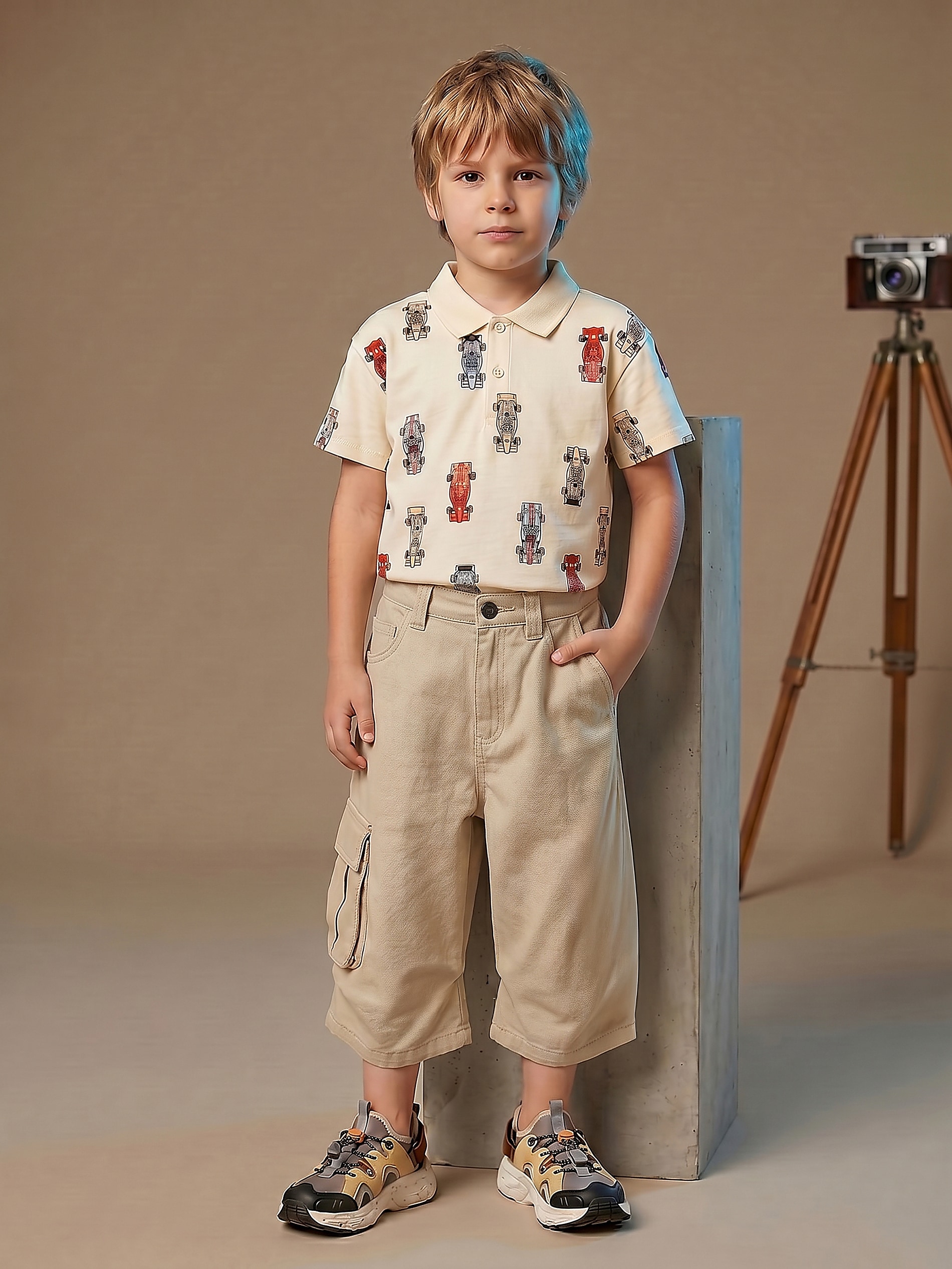 Bawełniane jeansy wide leg 3/4