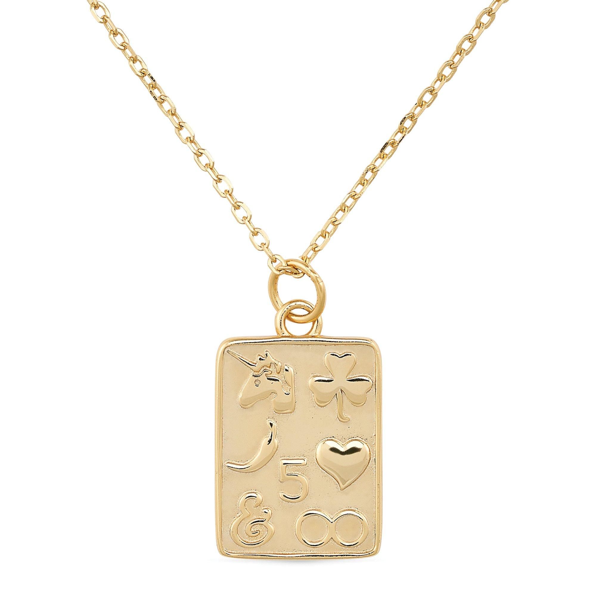 Elk & Bloom Chunky 14K Gold Playing Card Necklace