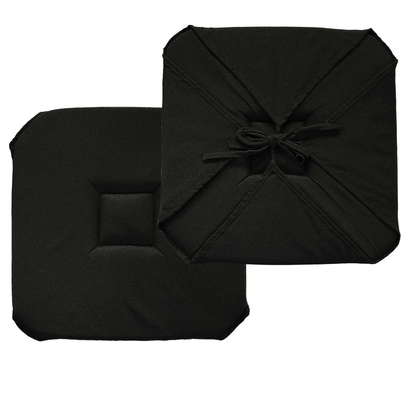 - Galette de chaise unie à rabats polyester noir 40x40 cm